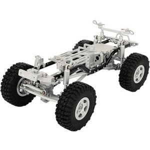 MANGRY Upgrade Auto Frame Met Dubbele Voorassen for Axiale 1/24 SCX24 90081 RC Afstandsbediening Speelgoed 1:24 DIY Auto onderdelen (Color : With Wheels Silver)