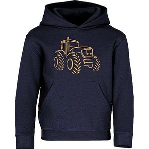 Tractor-trui voor jongens, trekker, hoody voor kinderen, boerderijtrui voor jongens, Navy - Print: Geel, 140 cm