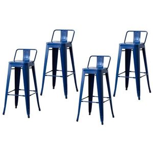 Barkruk, Moderne Industriële Barkruk, 4-delige Set Barstoelen Met Rugleuning, Geschikt For Keuken, Lounge, Bar, Kantoor (Color : Royal Blue, Size : 40x40x93cm)