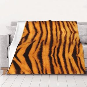 OKFSTY Wasbare dubbelzijdige dikke tijger gestreepte patroon deken warme pluche deken voor bank, sofa, bed 60 x 80 inch