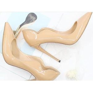 ZIRIA Patent Vrouwen Puntige Teen Stiletto Hoge Hakken Slip Op OL Bruiloft Party Jurk Schoenen Elegante Dames Formele Pompen, 10cm Licht Nude_a, 46 M EU