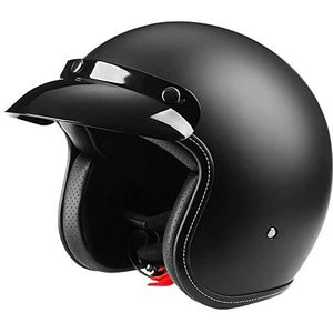 Motorhelm, 3/4 Open Face ECE Goedgekeurde Cruiser Chopper Helm Bromfiets Scooter Helmen(A,XXL=6162CM)