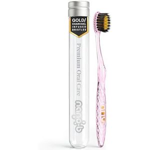 Nano-b Antibacteriële Tandenborstel met Goud en Bamboe Houtskool geïmpregneerd Borstelharen (Roze)