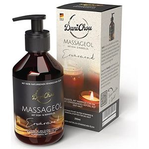DaniChou® Massage Oil Warming, 250ml met sojaolie & amandelolie, 100% natuurlijke & essentiële oliën, veganistisch, massageolie met kamfer voor een direct verwarmend, ontspannend gevoel op de huid