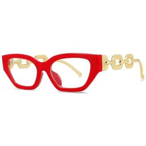 Geschenken voor halloween, Rechthoekige Cat's Eye Brilmonturen Kettingpoten Blauw Lichtblokkerend Multicolor Unisex(Rosso)