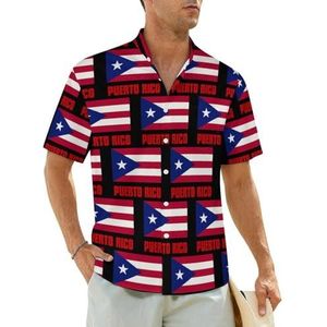 Pride of Puerto Rico Flag herenoverhemden korte mouwen strandshirt Hawaiiaans shirt casual zomer T-shirt XL