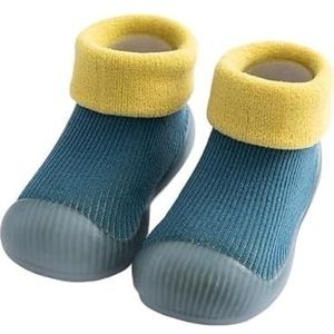 Unisex babyschoenen eerste schoenen loopstoeltjes peuter eerste wandelaar babymeisje kinderen zachte rubberen zool gebreide laarsjes antislip babyschoen (Color : Lake blue, Size : 24-25(Insole 14.5c
