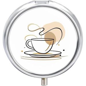 Koffie Lijn Tekening Pil Doos Pil Case Pil Organizer Geneeskunde Pil Organizer Wekelijkse Pil Organizer Pil Houder Kleine Pil Case Pil Containers Pil Houder voor Portemonnee