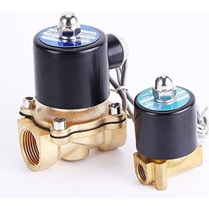 Magneetventiel van messing normaal gesloten 220V 110V 24V 12V 2W voor water, lucht en olie 1/4"" 3/8"" 1/2"" 3/4"" 1"" DN8/10/15/20/25/50 Kleur: DC24V)(zilver, 2W500-50(DN50))