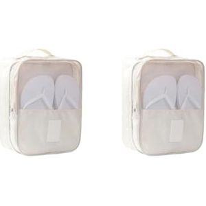 Schoenen Opbergtas Slipper Stofdicht Rits Pouch Oxford Stof Draagbare Schoenhouder Organizer Huishoudelijke Reizen Beige, Set van 2 (Beige), as description