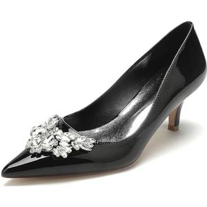 EICOFF Bruidsschoenen voor Dames Strass Jurk Pumps Gesloten Teen Trouwschoenen Hoge Hakken Comfortabele Sandalen Party Lage Schoenen,zwart,36 EU