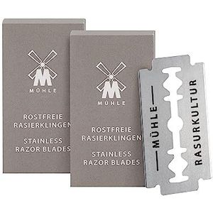 MÜHLE Set van 20 scheermesjes voor alle gangbare modellen veiligheidsscheerapparaten en scheermesjes, roestvrij staal