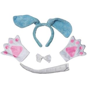 Kleine honden hoofdband met strik handschoenen voor volwassenen, 4 stuks Eén maat blue Dog