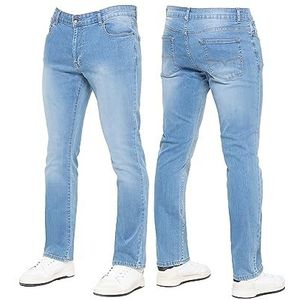 989Zé ENZO Nieuwe Heren Stretch Rechte Been Jeans Casual Regular Fit Klassieke Basic Denim Broek, Lichtblauw, 40W / 30L