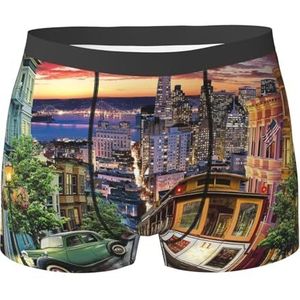 ZJYAGZX San Francisco Boxershorts voor heren, comfortabele onderbroek met print, ademend, vochtafvoerend, Zwart, S