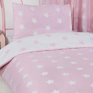 Roze en witte sterren junior peuter dekbedovertrek en kussensloop set - 120cm x 150cm/42cm x 60cm