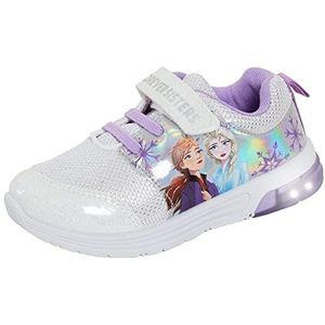 Disney Frozen 2 Light Up Sneakers voor meisjes, sneakers voor kinderen, Elsa Anna sportschoenen met knipperlichten, Zilver, 9 UK Child