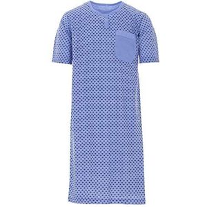 LUCKY Heren nachthemd korte mouwen knoopsluiting met borstzak slaapshirt, blauw, XL