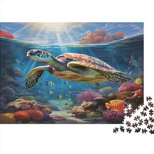 Turtles Vierkante puzzelspel, klassieke puzzel, houten puzzel, verminderde druk, moeilijke zee-puzzel voor volwassenen en jongeren, 300 stuks (40 x 28 cm)