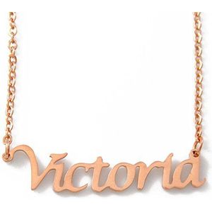 Kigu Victoria gepersonaliseerde naam - 18kt rosé vergulde ketting - verstelbare ketting 16"" - 19"" verpakking, Rose Goud
