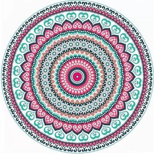 Djdai Vintage Rond Vloerkleed, Boho Tribal Zacht Antislip Wasbaar Tapijt Kleurrijk Tapijt voor Home Entree Wasruimte Kinderkamer Badkamer Woonkamer Slaapkamer (Color : A, Size : 120 * 120cm)