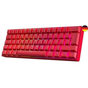 GK61 Hot-Swap mechanisch gamingtoetsenbord - 62 toetsen meerkleurige RGB LED-achtergrondverlichting voor pc/Mac-speler - ISO Duitse lay-out (Gateron optisch zwart, rood)