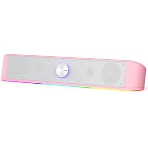 Redragon GS560 Adiemus RGB Desktop Soundbar, 2.0-kanaals computerluidspreker met dynamische verlichtingsbalk Audio-Light Sync/Display, Touch-Control Backlit met volumeknop, USB-voeding met 3,5 mm
