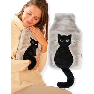 soxo - Hot Water Bottle - Warmwaterkruik - Zacht - 1,8 Liter - Kat Met Staart
