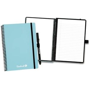 Bambook Colourful Notitieboek - Blauw - A5 - Blanco & Gelinieerd - Herbruikbaar Notitieboek, Uitwisbaar Notitieblok, Duurzaam Whiteboard Spiraalblok - Inclusief Gratis Pen & Bambook App