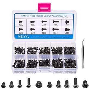 MEIYYJ 500 stks M2 M2.5 M3 Laptop Notebook Computer Vervanging Schroeven Kit, PC Platte Kop Phillips Schroef Assortimenten, Verzonken SSD Elektronische Reparatie Accessoires voor Sony DELL Samsung IBM