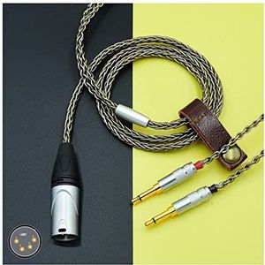 Jack audiokabel 8-Core Hoofdtelefoon Kabel 1 tot 2 JACK DUAL 3.5 2.5 4.4 MM Balance Upgrade Vervanging Zilveren Kabel 6.5 6.35 XLR Audio jack kabel (Color : 4pin balanced, Size : 3m)