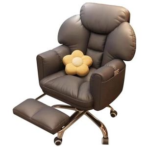 Gaming Chair Computer Chair Lazy Sofa Chairs For Office Desks, Office Accent Chairs With Footrest, Desk Chair Ergonomic Office Swivel Backrest Chair for Bedroom, Balcony (Color : Gray A)