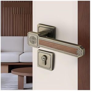 Chinees retro interieur slaapkamer deurslot walnoot massief houten deurklink kamer deur stil magnetisch slot (brons, 72 Silent Lock)