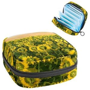 Maandverband Opbergtas, Menstruatiecup Pouch Tampon Bag, Menstruatie Pads Houder Organizer voor Vrouwen Meisjes, Zonnebloem Plant Natuur Woestijn