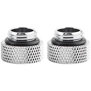 Richer-R 2 stuks waterkoeling G1 / 4 schroeven, koperen schroefdraad G1 / 4 mannelijk naar vrouwelijk extender fitting adapter schroevenzit set van 2 stuks voor computerwaterkoeling, zilverkleurig, 7 mm.