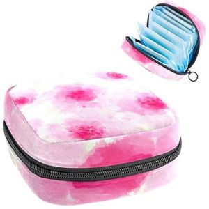 Maandverband Opbergtas, Menstruatiecup Pouch Tampon Bag, Menstruatie Pads Houder Organizer voor Vrouwen Meisjes, Roze Water Kleur Bloem
