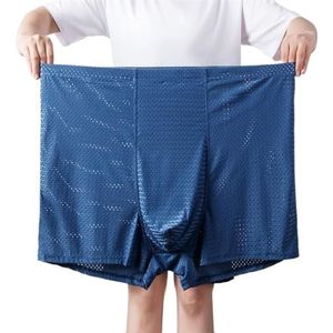 Oversized Ijszijde Mesh Ondergoed Voor Heren Hoge Taille Stretch Comfort Boxershorts Zomer Koel Huidvriendelijk Slipje(Color:Blue gray,Size:4XL)