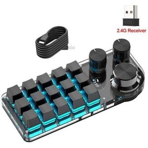 QPSJXN Bluetooth 5.0 RGB Aanpasbare Macro Macro Keypad Hotswap Keyboard voor games en Photoshop (2,4G zwarte versie)