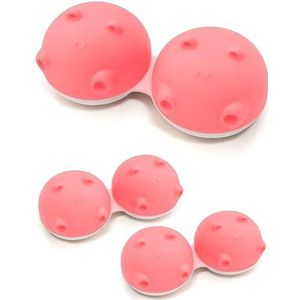 SPORTS WORLD VISION 3PCs Roze nijlpaardenhouderleuke contactlenzen doos, opvallend schattig dierenontwerp contactlenzendoos, draagbaar, lichtgewicht, schattig en leuk reis-/weeklenzenvloeistofdoosje