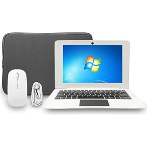 iSTYLE 10,1” Windows 10 Ultra Dunne Full HD Laptop 2 GB RAM 64 GB Opslag Atom 1,44 Ghz Quad Core USB 3.0 WiFi HDMI Bluetooth Laptop Accessoires, Laptop tas Muismat Hoofdtelefoon(Wit)