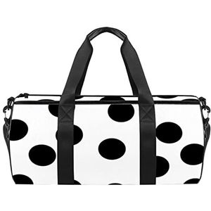Sterren op grijze reistas sporttas met rugzak draagtas gymtas voor mannen en vrouwen, Zwarte stippen, 45 x 23 x 23 cm / 17.7 x 9 x 9 inch