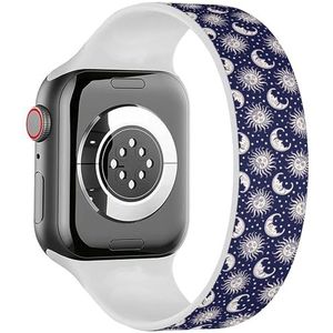 Solo Loop band compatibel met alle series Apple Watch 38/40/41mm (Sun Moon Vintage) rekbare siliconen band band accessoire, Siliconen, Geen edelsteen