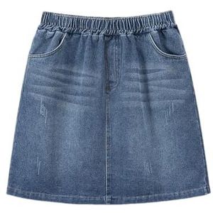 Mini Denim Rok Vrouwen Slim Fit Basics Effen Kleur Jean Bodems Herfst Kleding, Blauw, XXL