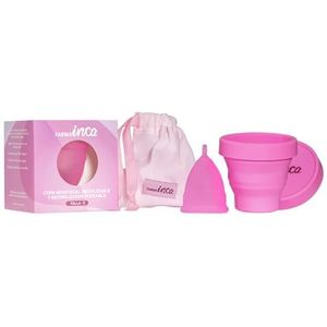 FARMA INCA Menstruatiebeker, maat S, van medische siliconen, hypoallergeen, 100% veilig, eenvoudig in gebruik, tot 12 uur bescherming, inclusief draagtas en sterilisator