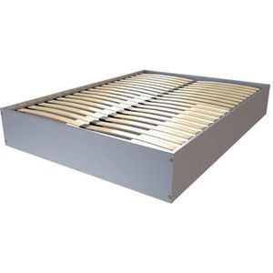 ABC MEUBLES - 2-zits massief houten boxspringbed - COFFRE2 - aluminiumgrijs, 140 x 190 cm