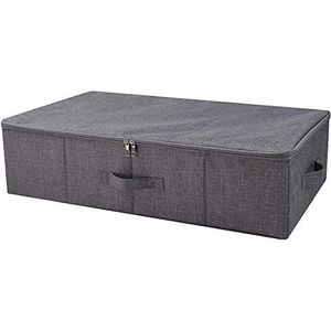 70x40x18cm, opvouwbare wasbare opbergbakken voor onder het bed met ritssluiting, kleerkast kast organiser containers voor kleding schoenen speelgoed, zwart grijs