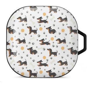 Grappige teckel met voetafdruk oordopjes hoesje compatibel met Samsung hard shell beschermhoes zwart-stijl