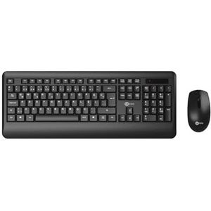 Lecoo KW202 Draadloze Turkse Q zwarte toetsenbord- en muisset - QWERTY-lay-out, 1200 DPI optische muis, compatibel met win/Mac, vloeistofmorsbestendig, polssteun, USB-draadloos, laptop/pc-compatibel