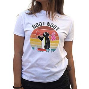 Noot Noot Retro Dames Wit T-Shirt Maat M, wit