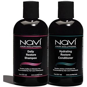 Navi Haargroeishampoo en conditioner set, natuurlijke DHT Blocker voor dunner wordend haar en haaruitval, veilig voor gekleurd haar, sulfaatvrij, haargroei en verdikking voor mannen en vrouwen, 2 x